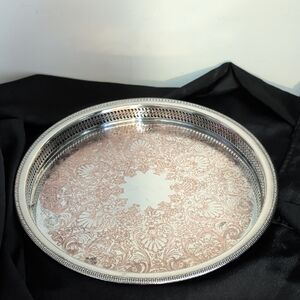 Vintage Rogers Ornate Silver Tray 12.25 Inches